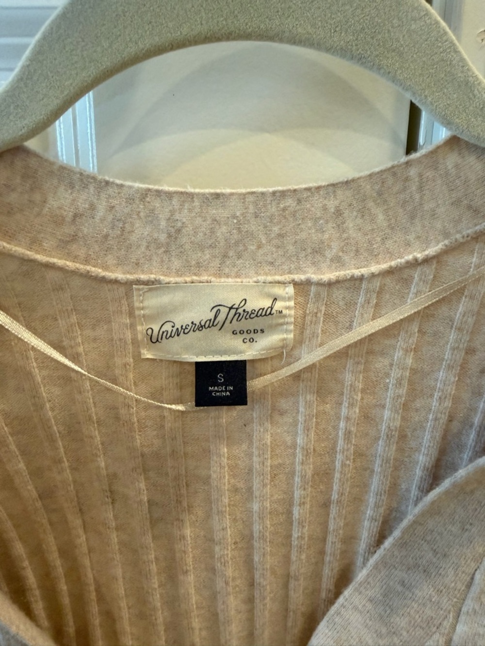 Universal Thread Ribbed V-Neck Button Cardigan - Oatmeal - Picture 2 of 3